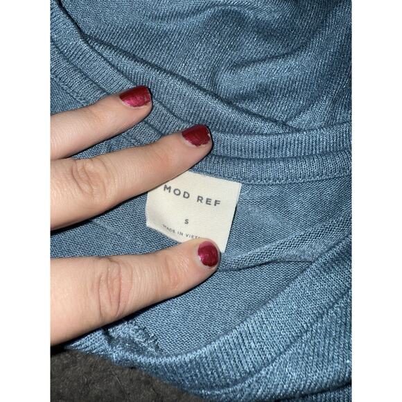 MOD REF Women’s Crew Neck Sweater Soft Size S Short Sleeve Cuffed Blue EUC - Picture 4 of 4